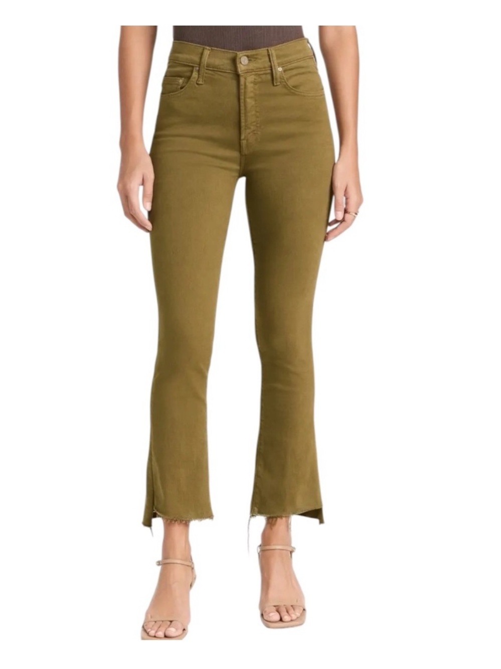 MOTHER the insider crop step fray Jean in play date Fir Green size 24